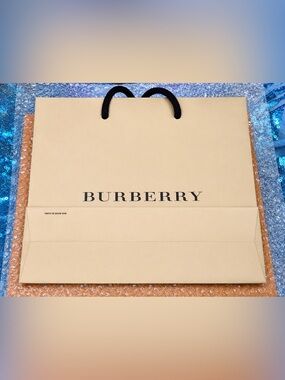 Burberry Beige Shopping Bag with Black Rope Handles
